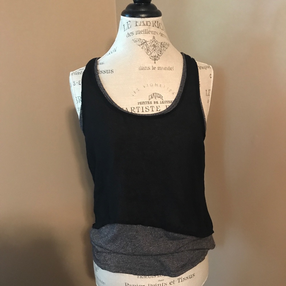 layered black and gray tank top